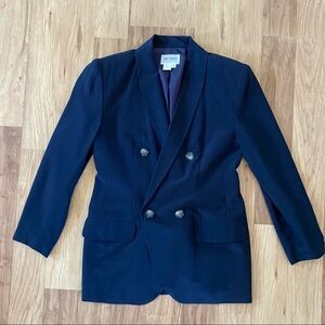 Vintage Hugo Buscato Milano Navy Silk Blazer Jacket 8
